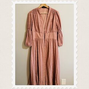 Pink Smocked Tiered Sundress with Bishop Sleeves